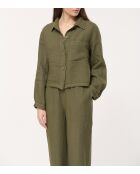 Jinx Kurzjacke aus Leinen im Arbeiterstil, khakifarben