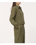 Jinx Kurzjacke aus Leinen im Arbeiterstil, khakifarben