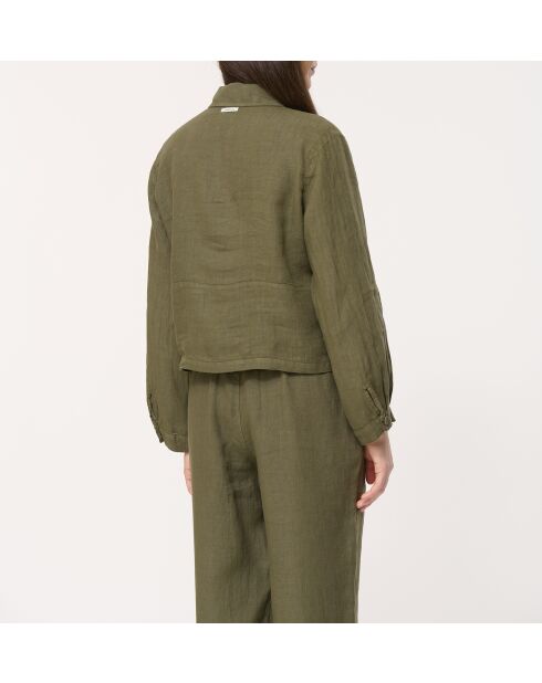 Jinx Kurzjacke aus Leinen im Arbeiterstil, khakifarben