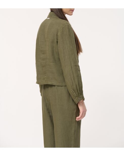 Jinx Kurzjacke aus Leinen im Arbeiterstil, khakifarben