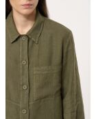 Jinx Kurzjacke aus Leinen im Arbeiterstil, khakifarben