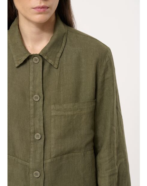 Jinx Kurzjacke aus Leinen im Arbeiterstil, khakifarben