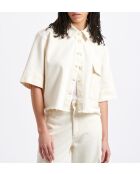 Ecrufarbene Boxy-Jacke Betty Coquillage aus Baumwollgabardine