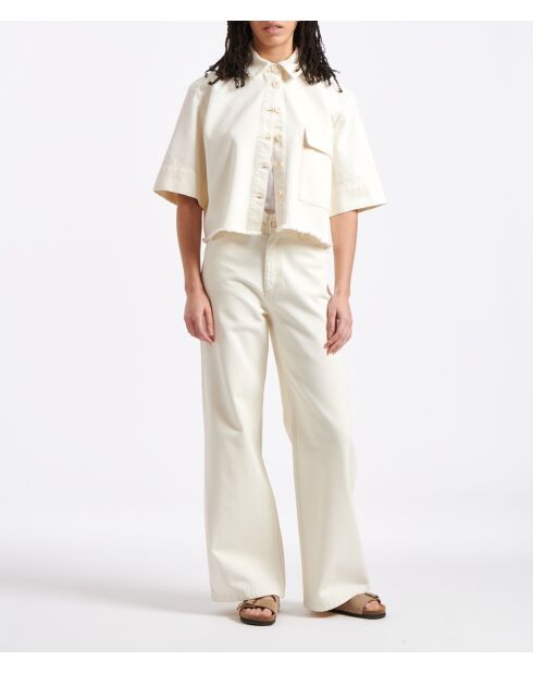 Ecrufarbene Boxy-Jacke Betty Coquillage aus Baumwollgabardine