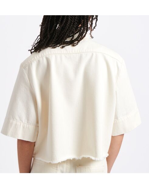 Ecrufarbene Boxy-Jacke Betty Coquillage aus Baumwollgabardine