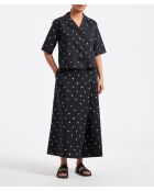 Marineblauw Bao tie and dye kort overhemd van katoenpopeline met stippen