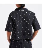 Marineblauw Bao tie and dye kort overhemd van katoenpopeline met stippen