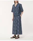 Marineblauw Bao kort hemd van katoen met neo-ruitjes