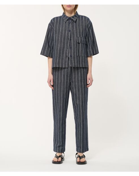 Betty Denim gestreept zacht katoenen jack met korte doos