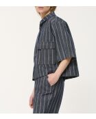 Betty Denim gestreept zacht katoenen jack met korte doos