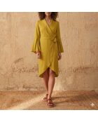 ANAE langes Kleid aus goldenem Seidenkrepp