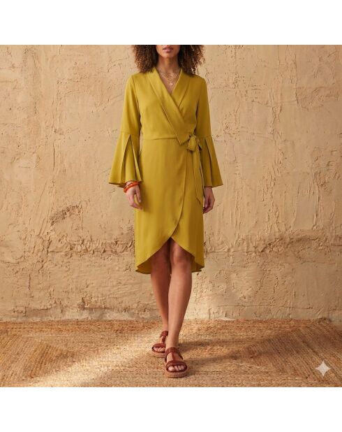 ANAE langes Kleid aus goldenem Seidenkrepp