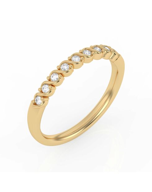 Medio anillo de boda engastado con diamantes sintéticos en oro amarillo Celia de 0,13 quilates