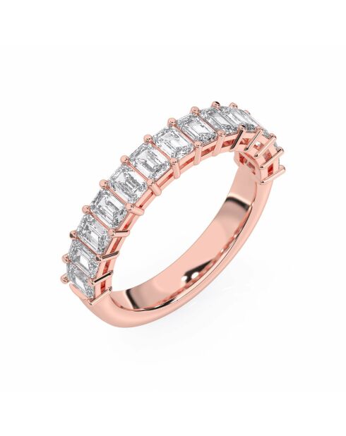 Diamanti sintetici Half Alliance taglio smeraldo in oro rosa Flavia da 1,70 carati