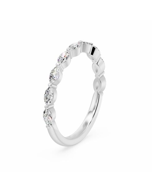 Half alliance 9 synthetische diamanten marquises 0,65 karaat Natalina Witgoud