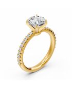 1.50 karaat Clotilda geelgoud synthetische solitaire met diamanten schouders