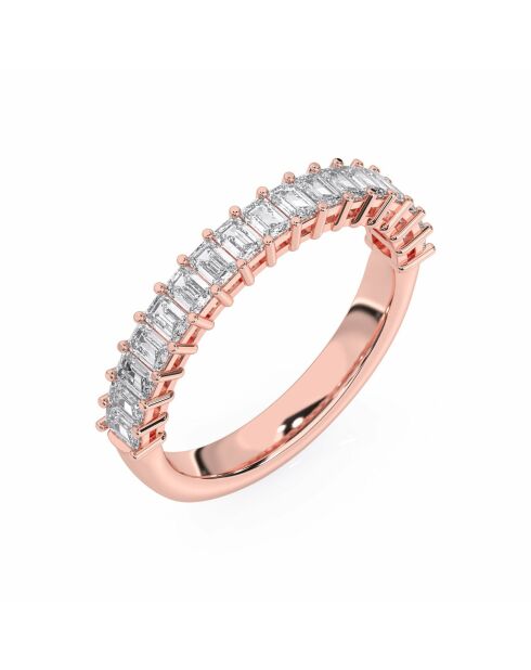 Synthetische diamanten met halve alliantie Smaragdgeslepen 1,30 karaat Flavia roségoud