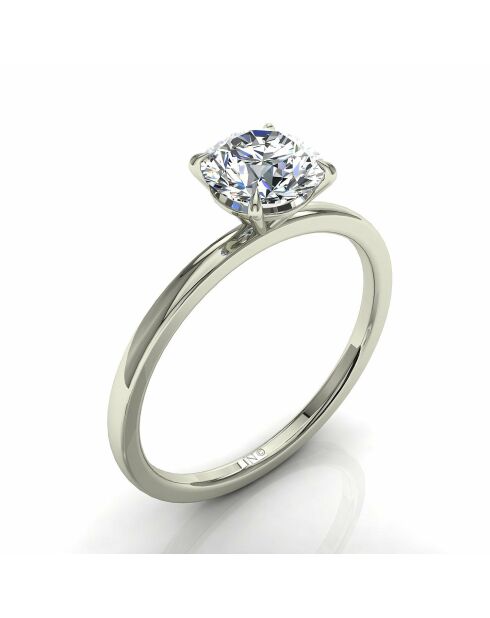 1.00 karaat Ely witgouden synthetische diamanten verlovingsring