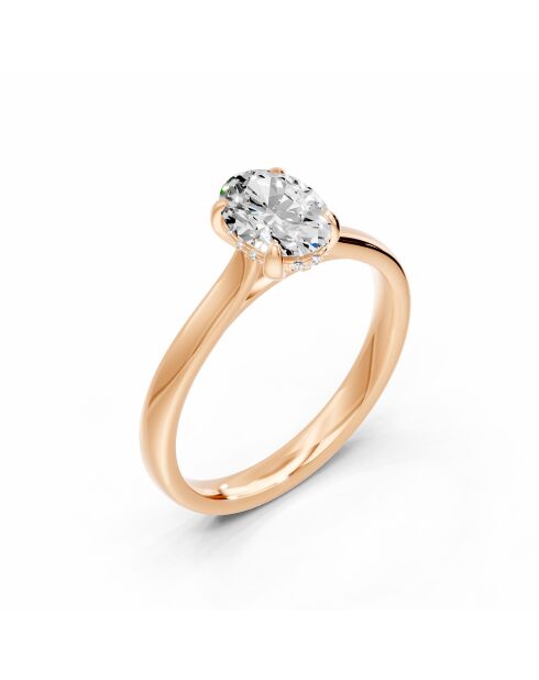 1.00 karaat Viviana roségouden ovale synthetische diamantsolitaire