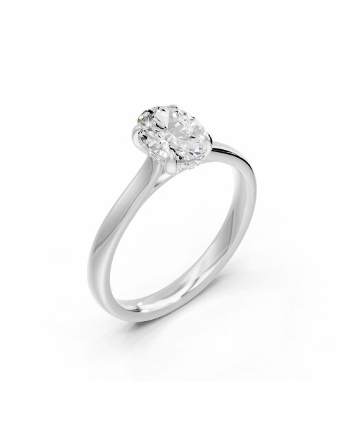 1.00 karaat ovale synthetische diamanten solitaire Viviana White Gold
