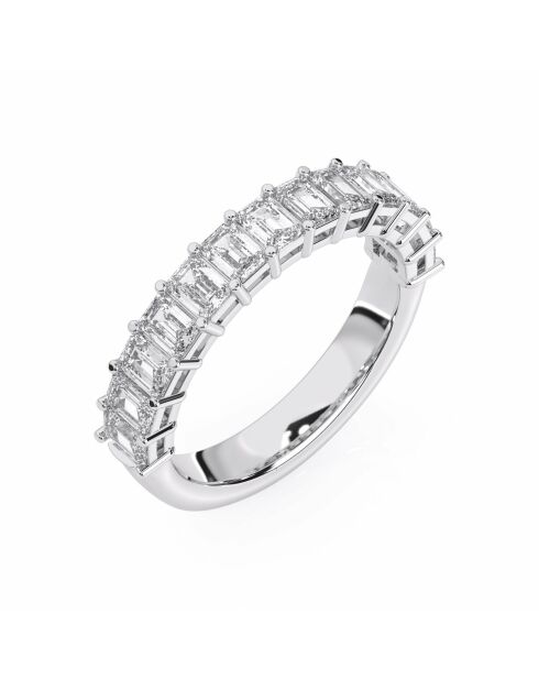 Diamantes sintéticos Half Alliance Oro blanco Flavia de 1.70 quilates en talla esmeralda