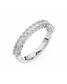 Diamanti sintetici Half Alliance taglio smeraldo in oro bianco Flavia da 1,30 carati