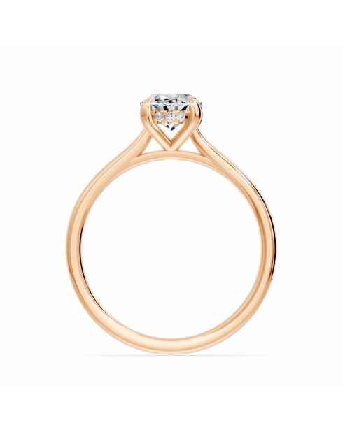 1.00 karaat Viviana roségouden ovale synthetische diamantsolitaire