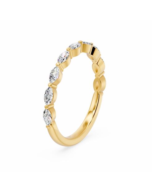 Half alliance 9 synthetische diamanten marquises 0,65 karaat Natalina geelgoud