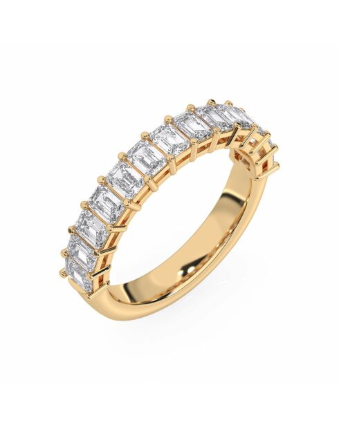 Synthetische diamanten met halve alliantie Smaragdgeslepen 1,70 karaat Flavia geelgoud