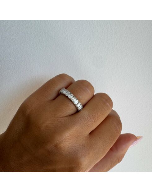 Synthetische diamanten met halve alliantie Smaragdgeslepen 1,70 karaat Flavia geelgoud