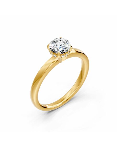 1.00 karaat Olimpia geelgoud ronde synthetische diamantsolitaire