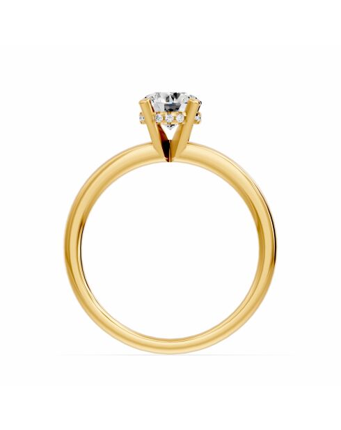 1.00 karaat Olimpia geelgoud ronde synthetische diamantsolitaire