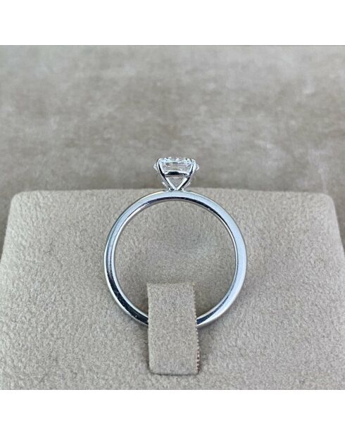 1.00 karaat Ely witgouden synthetische diamanten verlovingsring