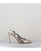 11307 gouden leren pumps - hak van 10 cm