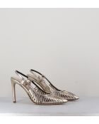 11307 gouden leren pumps - hak van 10 cm