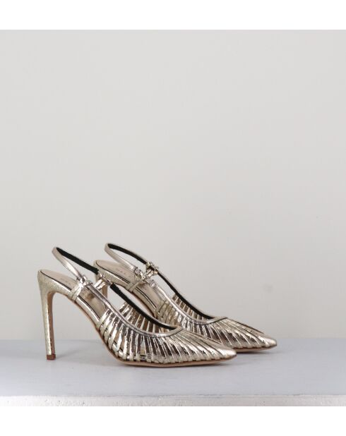 11307 gouden leren pumps - hak van 10 cm