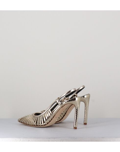 11307 gouden leren pumps - hak van 10 cm
