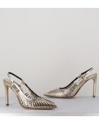 11307 gouden leren pumps - hak van 10 cm