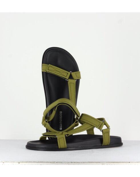 Giunona1 kaki leren sandalen