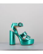 Blaue Phile-Ledersandalen - 12,5 cm Absatz