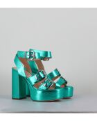Blaue Phile-Ledersandalen - 12,5 cm Absatz