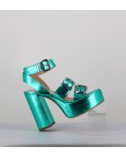 Blaue Phile-Ledersandalen - 12,5 cm Absatz