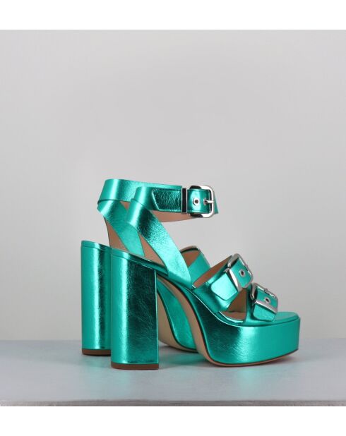 Blaue Phile-Ledersandalen - 12,5 cm Absatz