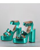 Blaue Phile-Ledersandalen - 12,5 cm Absatz