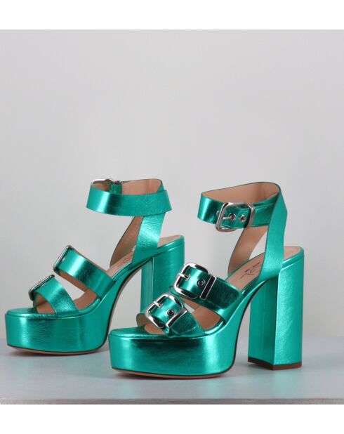 Blaue Phile-Ledersandalen - 12,5 cm Absatz