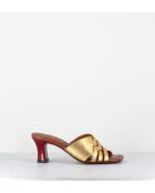 Nalma44 Pantolette aus goldfarbenem Leder — 6,5 cm Absatz