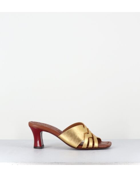 Nalma44 Pantolette aus goldfarbenem Leder — 6,5 cm Absatz