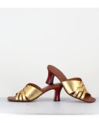 Nalma44 Pantolette aus goldfarbenem Leder — 6,5 cm Absatz