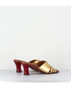 Nalma44 Pantolette aus goldfarbenem Leder — 6,5 cm Absatz