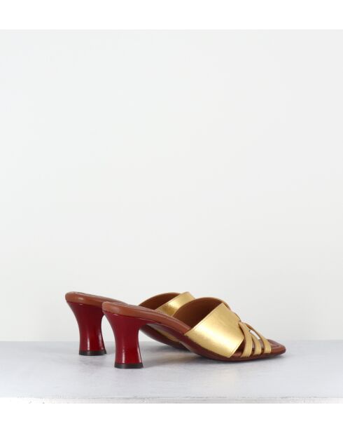 Nalma44 Pantolette aus goldfarbenem Leder — 6,5 cm Absatz